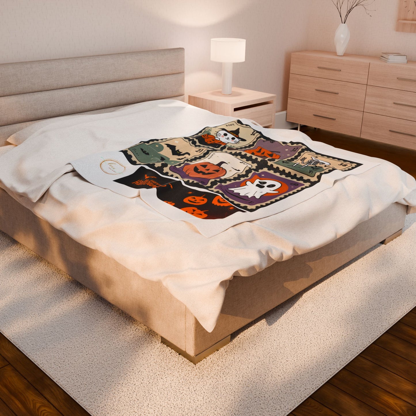 Cozy Halloween Velveteen Plush Blanket | Soft Throw for Spooky Nights, Halloween Decor, Gift for Kids & Adults, Fall Essentials